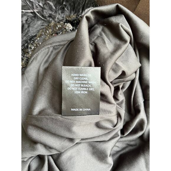 NEW Hutch Long Sleeve Mini Sequin Dress with Feather Cuffs Black Size XXS - Picture 6 of 6